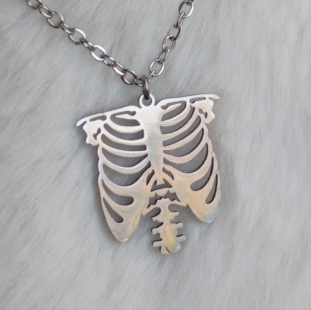2/$20 Silver Rib Cage Pendant Necklace